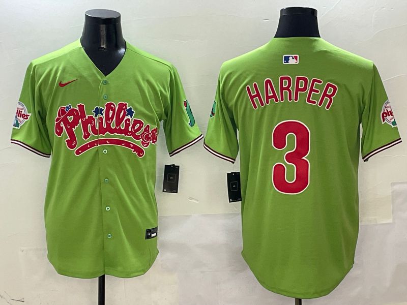 Men Philadelphia Phillies #3 Harper Green Five generations Nike 2025 MLB Jersey style 1